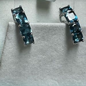14K White Gold London Blue topaz earrings